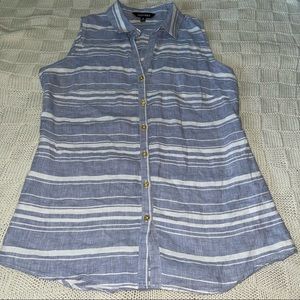 Ellen Tracy Striped Button Down Top